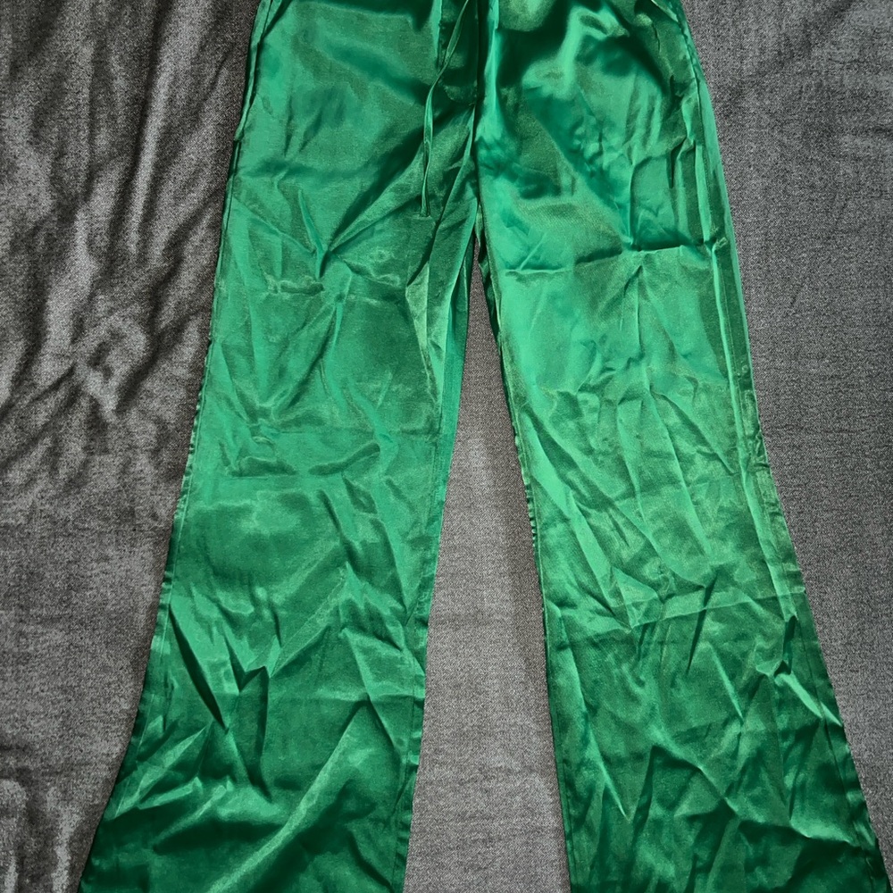 Emerald Green Satin Trousers
